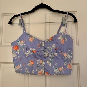 Zara Floral Crop Top - Lavender and Orange